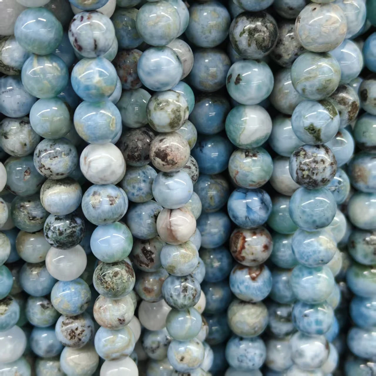 XingYu Natürliche A+ Dominikanische Larimar-Perlen Armband Glatt Rund Lose Für Schmuckherstellung Armband Elastisch Handgemachter Schmuck – Detail 2