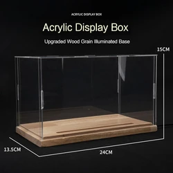 1/32 1/24 1/9 Acrylic Transparent Toy Car Model Display Box Ring LED Light Wooden Dust Cover High Transmittance Plastic Show Box