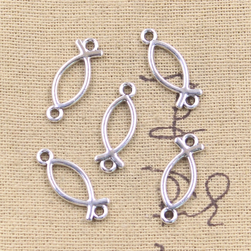 30pcs Charms Fish Link 22x8mm Tibetan Silver Color Pendants DIY Antique Making Handmade DIY Findings Crafts Jewelry