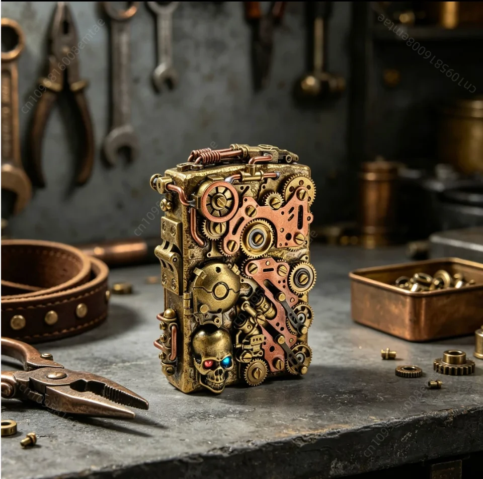 ZORRO 593 Large Brass Gear Fuel Lighter, Punk Gear Lighter, Cigarette Accessories, Men's Gift，Steampunk gear coupled lighter