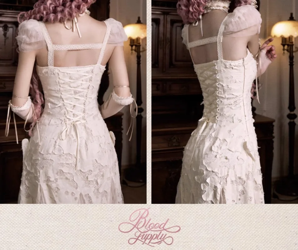 Beautiful Vestidos Cotton Love Bow Hollow Out Lace Strap Dress Summer New Unique Design Chic Elegant Suspender Dresses Ladies