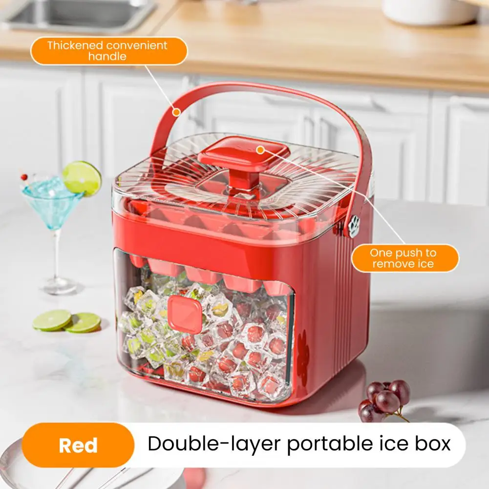 Ergonomic Handle Ice Mold 48 Grids Ice Cube Mold Reusable Refrigerator Ice Maker with Drawer Design Easy Release for Whiskey