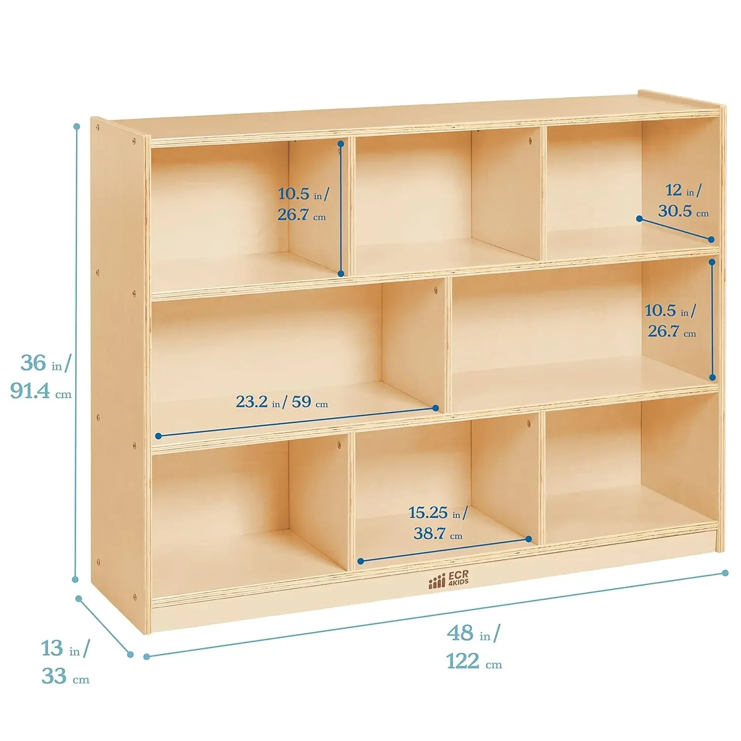 8-Compartment Mobile Storage Cabinet, , Classroom Furniture, Natural
