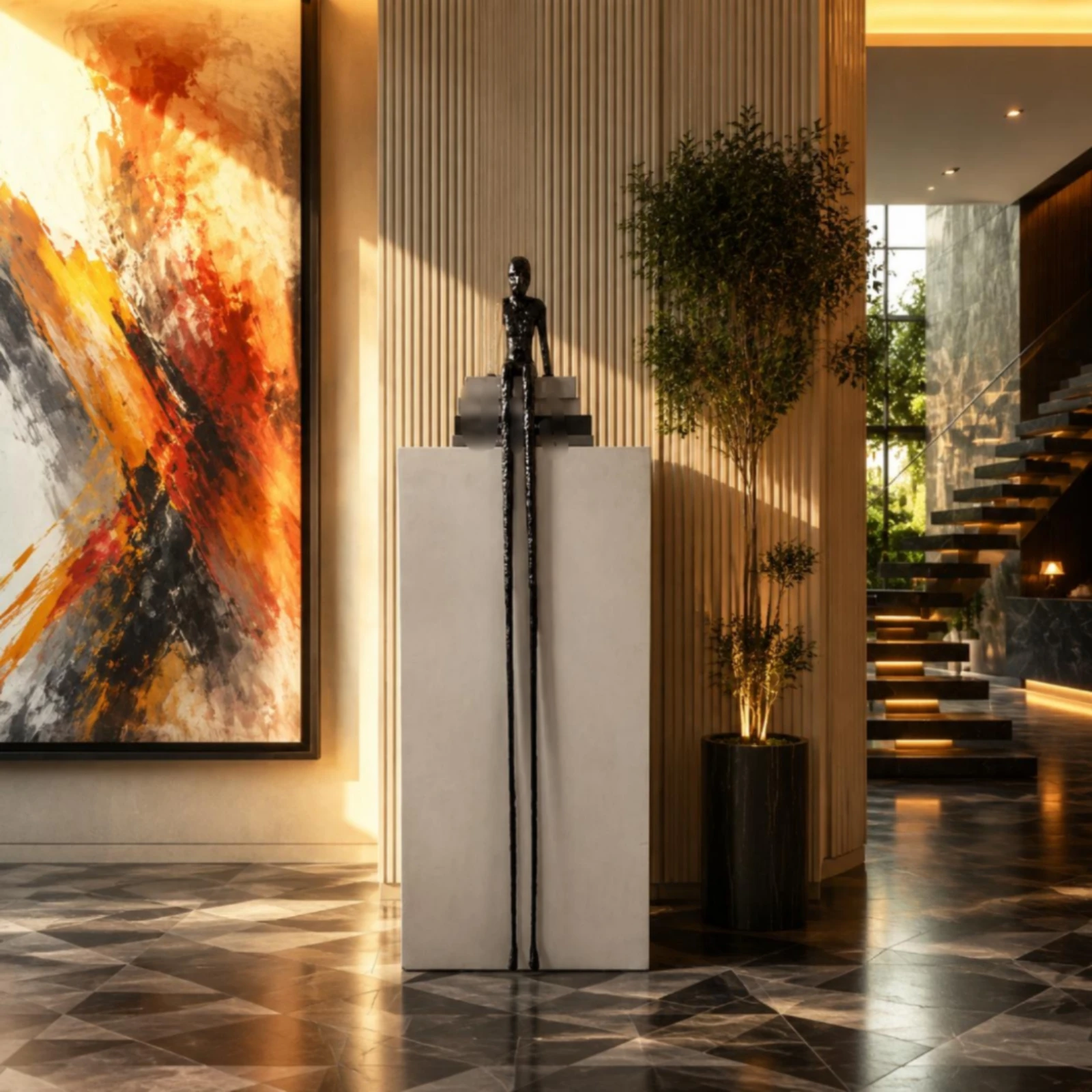 Abstract Long Leg Metal Character Sculpture Minimalist Human Statue Ornament For Office Lobby Villa Entrance Showroom Home Decor