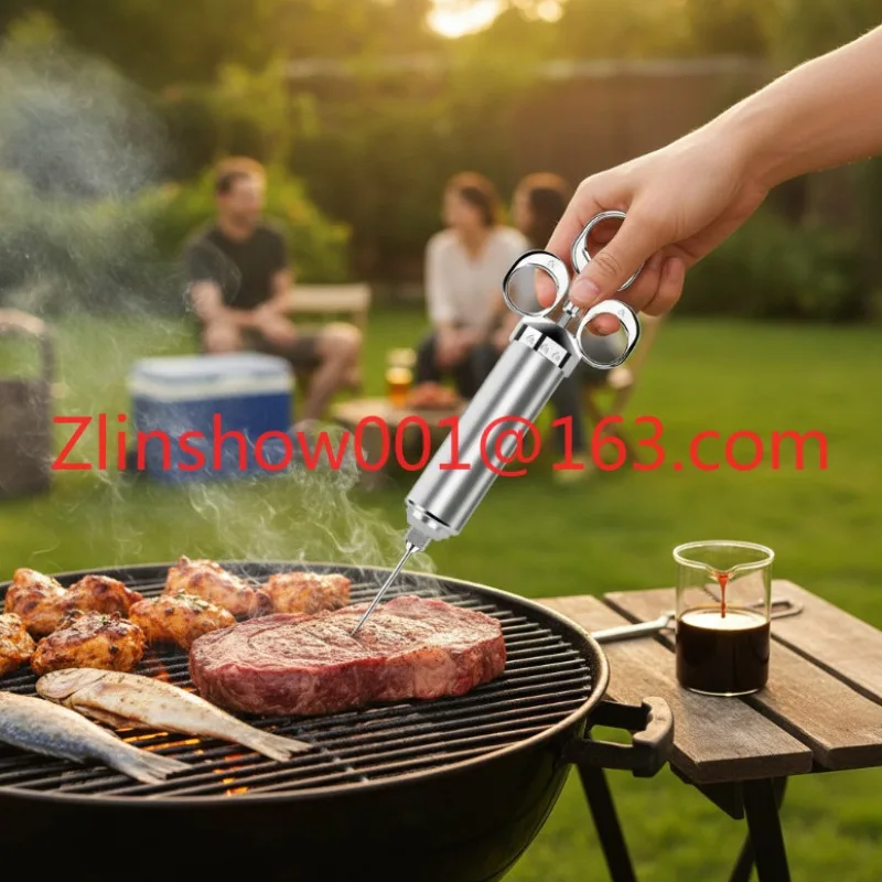 New Flame Stainless Steel Seasoning Injector, Turkey Needle 2OZ 60ml BBQ Tool