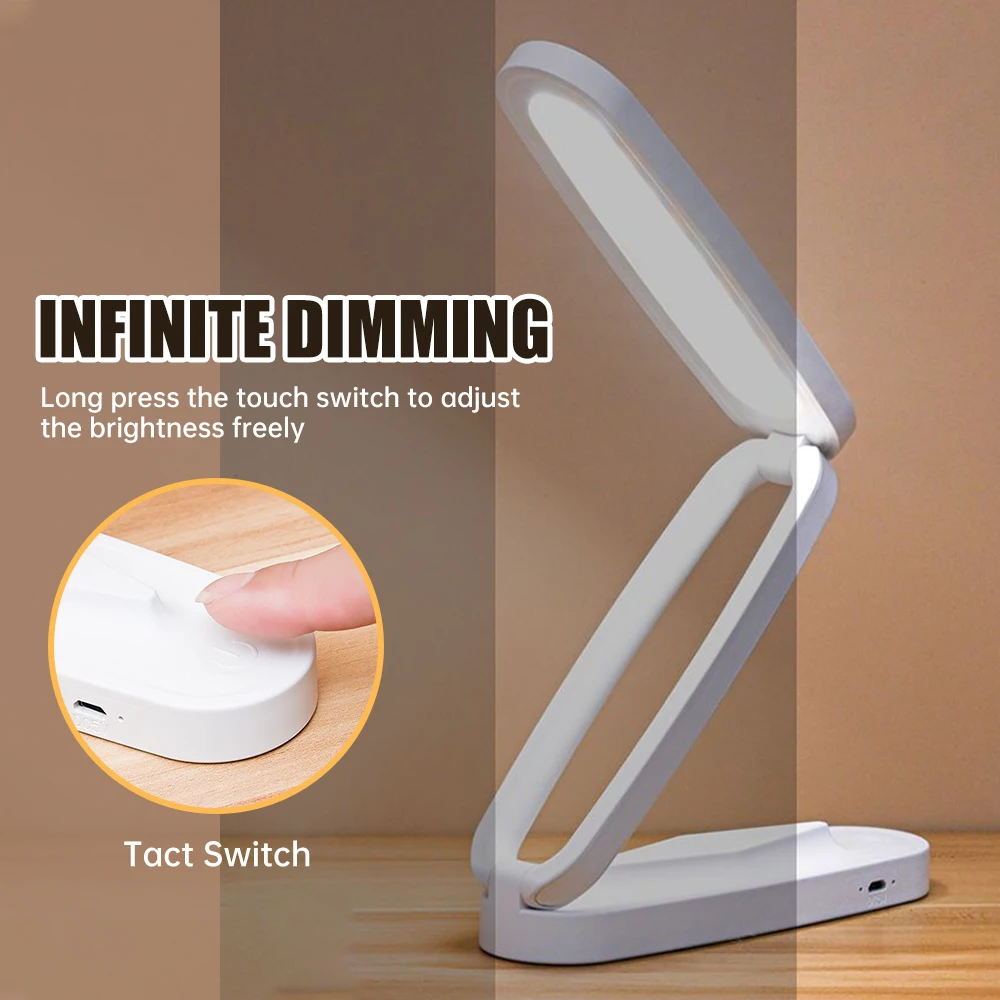 LED Reading Desk Lamp 3-Level Dimmable Eye Protection Table Lamps Bedroom Bedside Charging Foldable Night Lights Rome Decoration