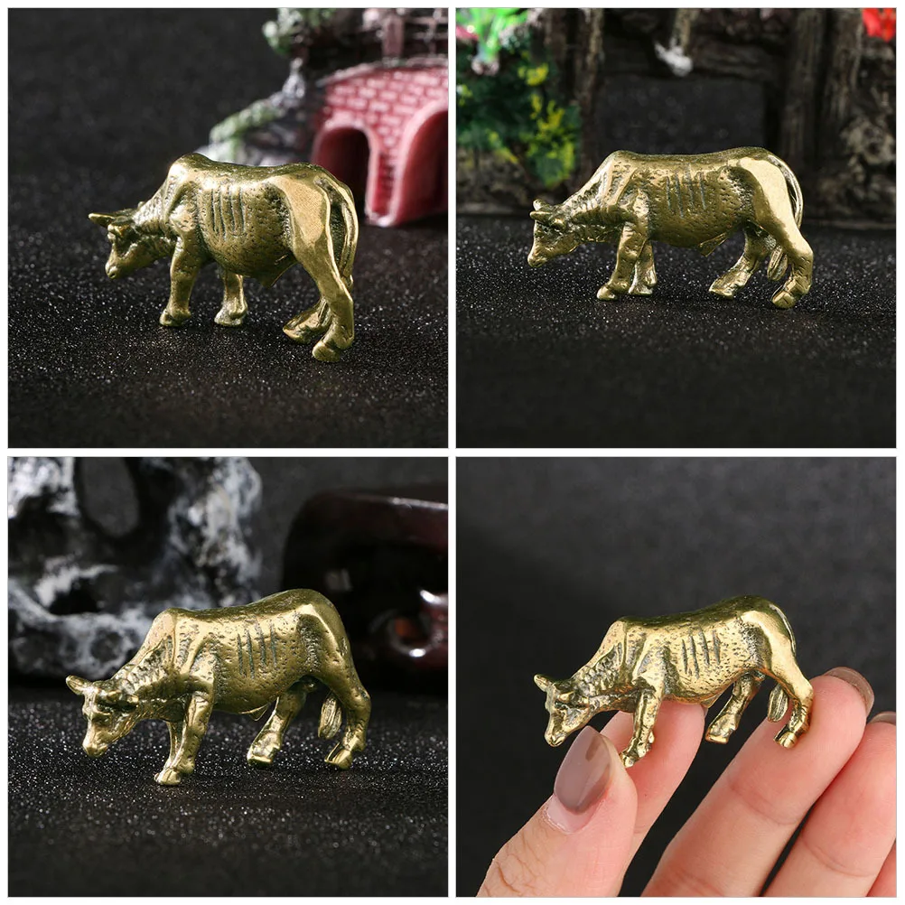 

Vintage Ornament Copper Desktop Sculpture Retro Decor Small Bull Office Home Decorative Bull Statue Decoration