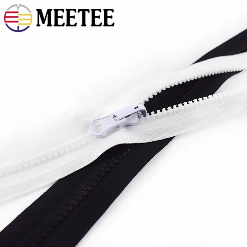 Meetee 5# 8# Resin Open-end Zipper Teeth Rotating Double Side Slider for Coat Down Jacket Outdoor Tent Crafts Sewing Accessory