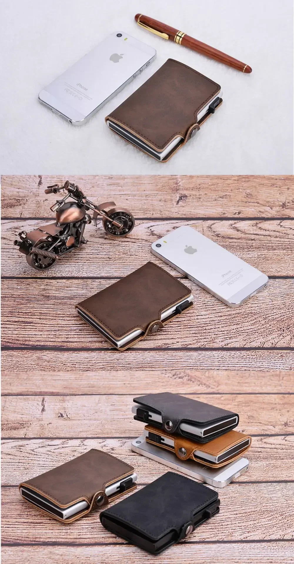 Luxus-Geldbörsen mit RFID-Blockierung, Business-Kreditkartenetuis, Pop-Up Smart Wallets, minimalistische Kartenetuis für Herren und Damen – Detail 7