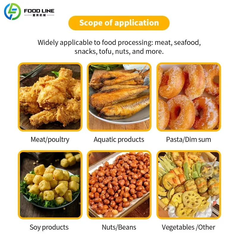 FLSegment Temperature Control Chain Fryer for Mass Snack Continuous Fryer