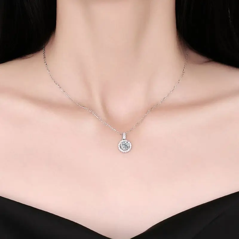 1-10ct Moissanite Tennis Necklace for Woman Wedding Jewely with Certificate 925 Sterling Sliver Plated 18k White Gold Necklace 4