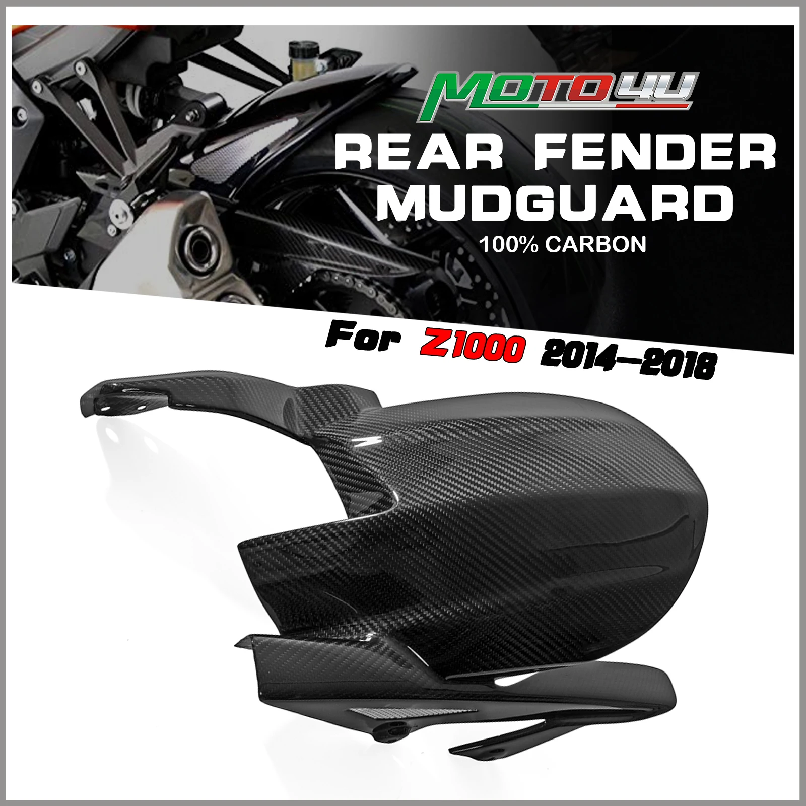 

100% Carbon Fiber Rear Fender Mudguard Covers Chain Guard Twill Weave For KAWASAKI Z1000 Z 1000 2014 2015 2016 2017 2018