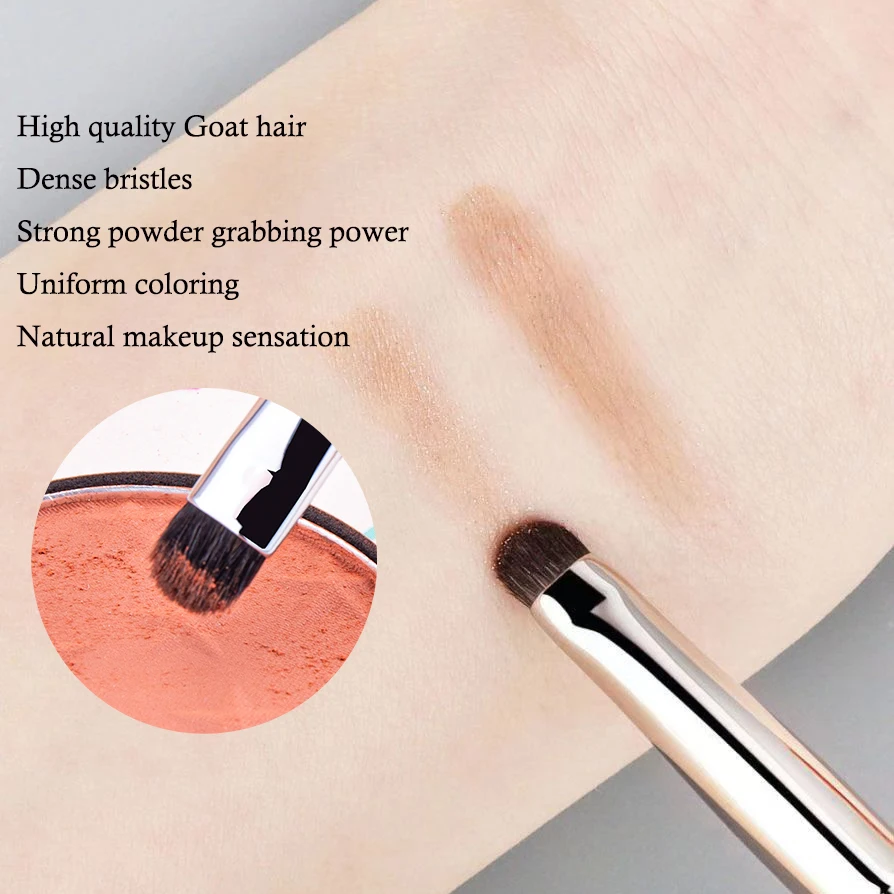 Natural Goat Hair Eyeshadow Brush Medium Round Smudge Blending Cream to Powder Professional Makeup Brushes K11