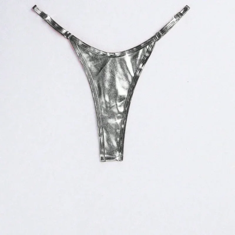 Women'S Triangle Swim Trunks Bikini Sexy Solid Color Silver Line Swim Bottom Micro Swimwear Women'S Thong New Women'S Swimsuit
