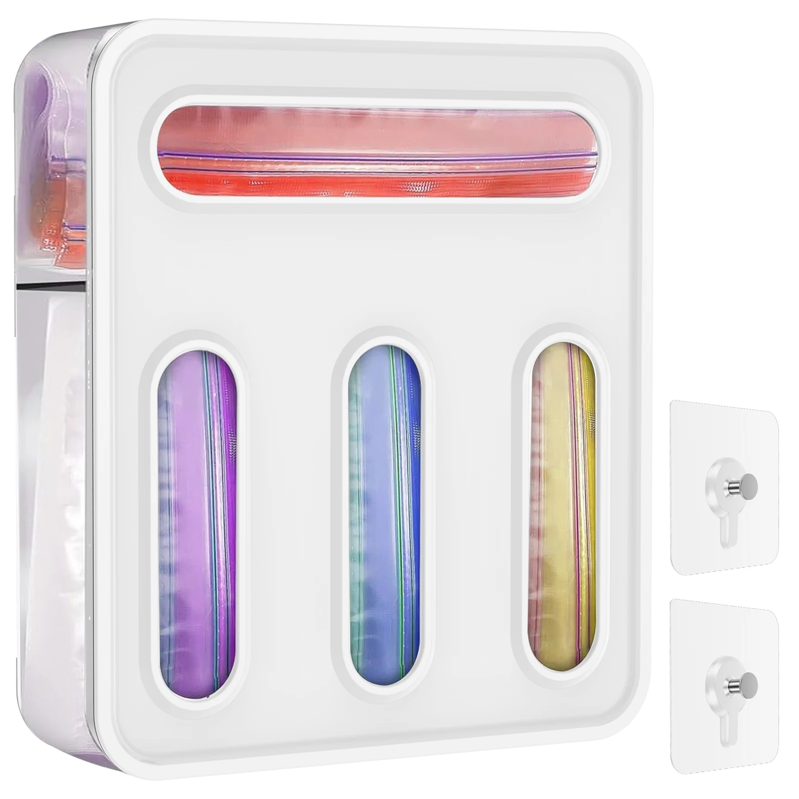 

4 in 1 Fresh-Keeping Bag Storage Box Kitchen Wrap Dispenser Dustproof Airtight Food Bag Organizer Trash Plastic Bag Holder