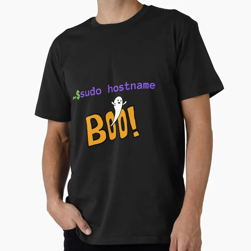Sudo Hostname Boo - Scary ghost changing hostname - Happy Halloween Graphic T‑Shirt Geek IT Developer Fan Gift Tops S-6XL