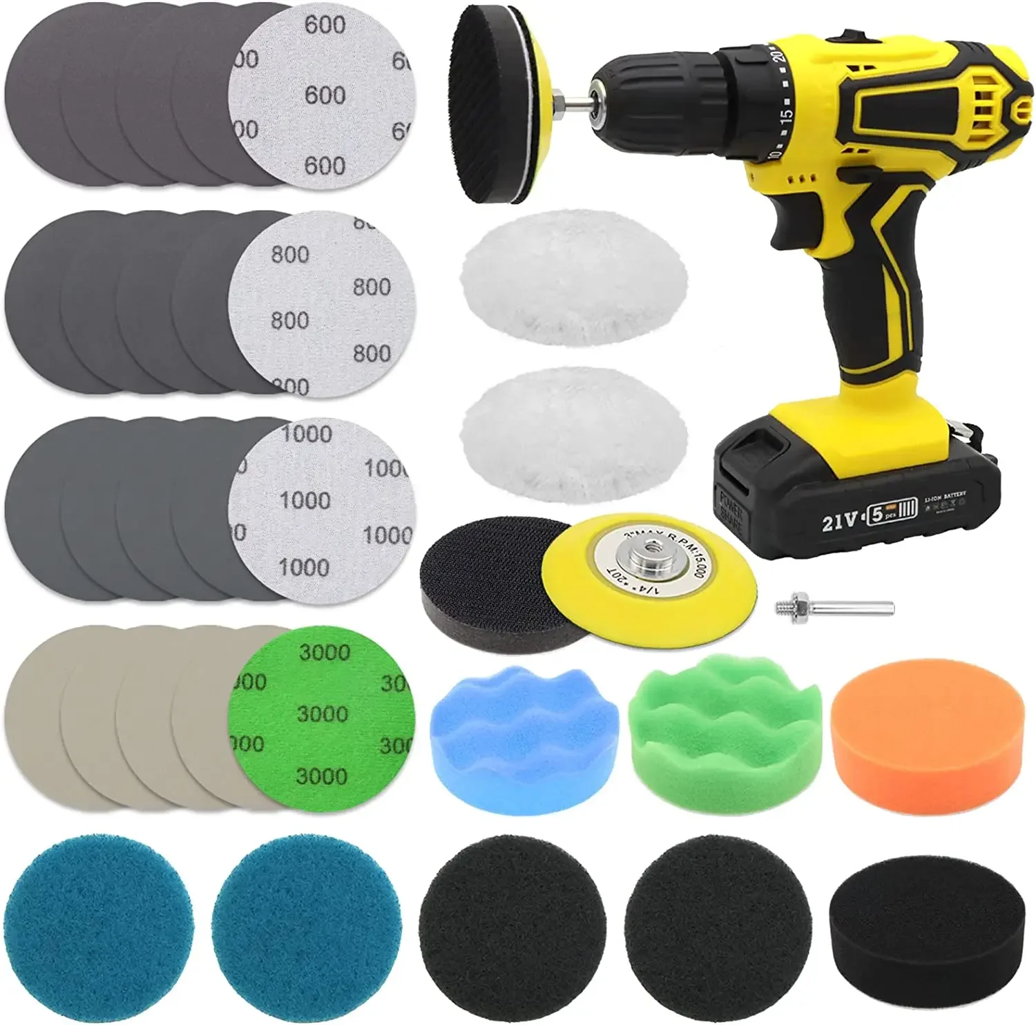 Car Headlight Restoration Kit,3 Inch Car Polishing Sanding Discs with  Backing Plate Buffing Sponge Pads Wool Buffer Pads,32 PCS