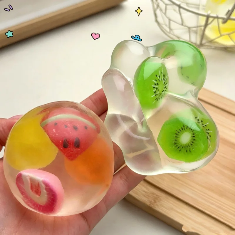Frucht-Quetschball Formbarer Kokosnussöl-Stressball Quetschbar Nicht-pringelnd Langsam Aufsteigendes Dekompressionsspielzeug – Detail 2