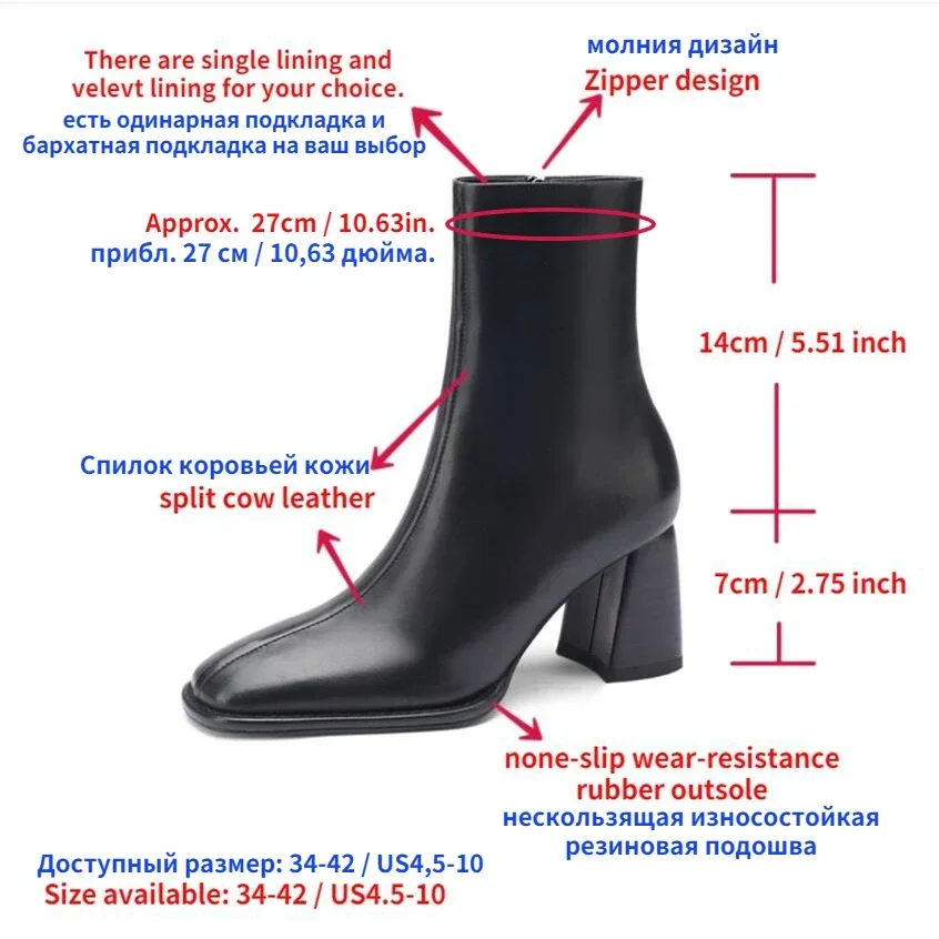 Women Ankle Boots Luxury Genuine Leather High Heels Zipper Black Chelsea Short Boot 2024 Elegant Female Booties Designer Shoe 42