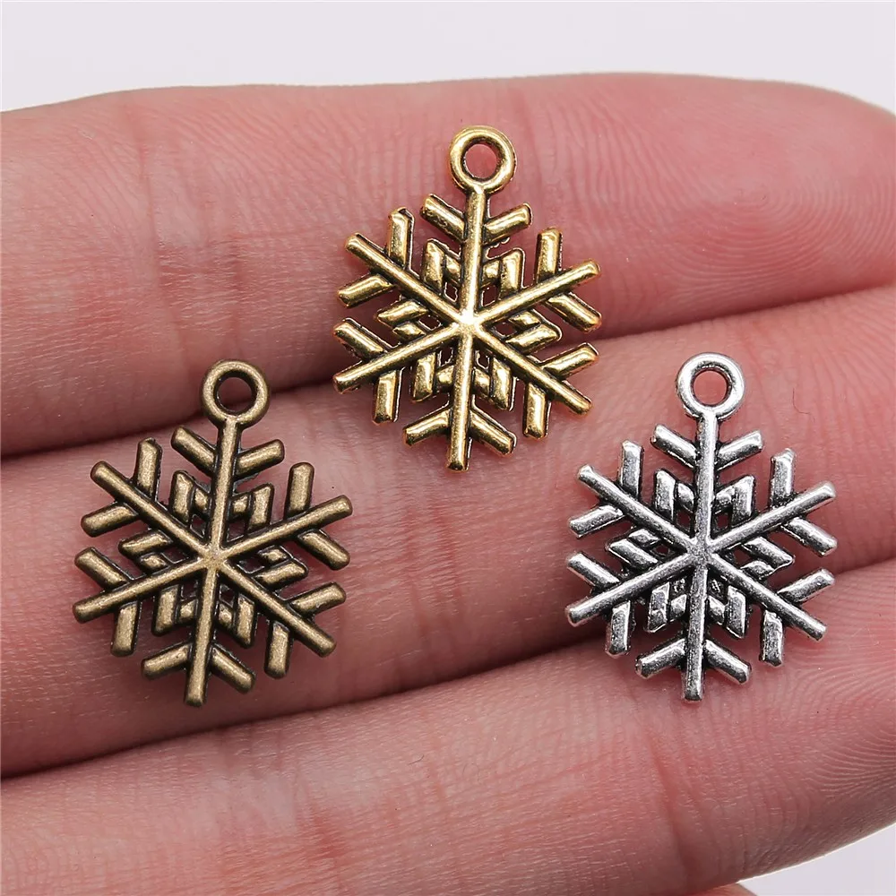 WYSIWYG 20pcs 19x15mm 3 Colors Antique Gold Color Antique Silver Color Antique Bronze Christmas Snowflake Charms