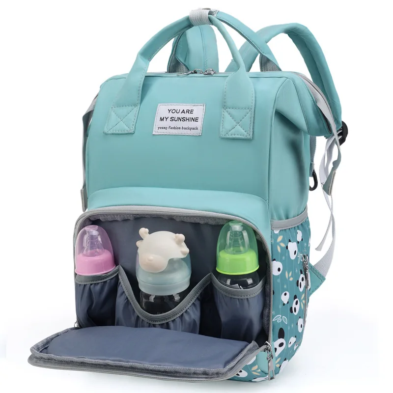 Bolsa de mamá con estampado de moda, mochila multifuncional de separación húmeda y seca, bolsa de madre e hijo saliente de gran capacidad, nueva