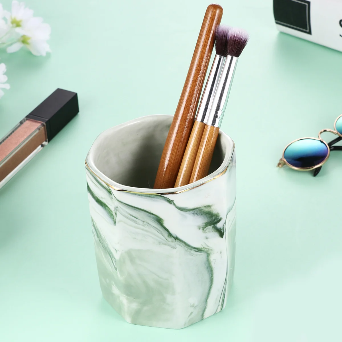 

Makeup Storage Organizer Fancy Shape Desk Decorative Pencil Holder Ceramic Container