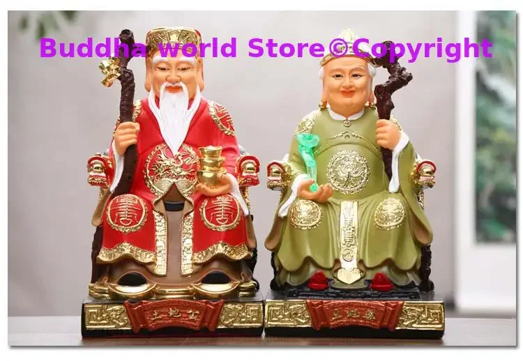 A pair Asia Temple Worship HOME Gods efficacious bring wealth good luck 