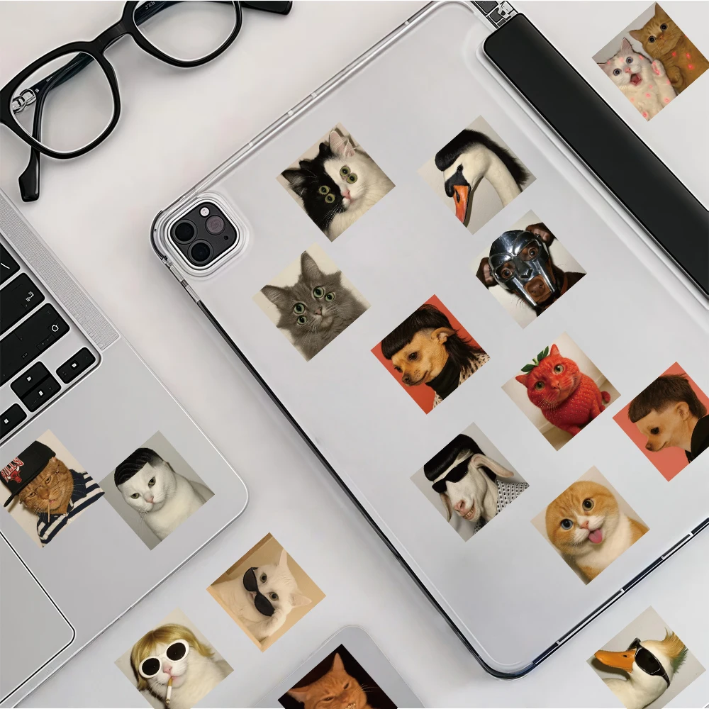 

96pcs Funny Meme Animal Stickers Pack | Hilarious Pet & Human Face Vinyl Decals for decorating tablets and Laptops
