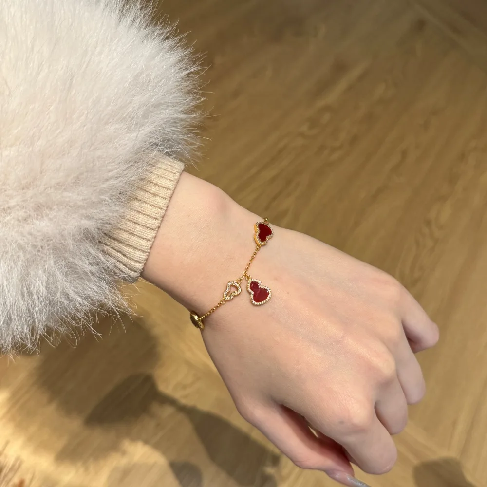 

Новый серебряный браслет S925, женский легкий роскошный циркон с краями в форме тыквы, драгоценный камень, агат, изысканный кулон