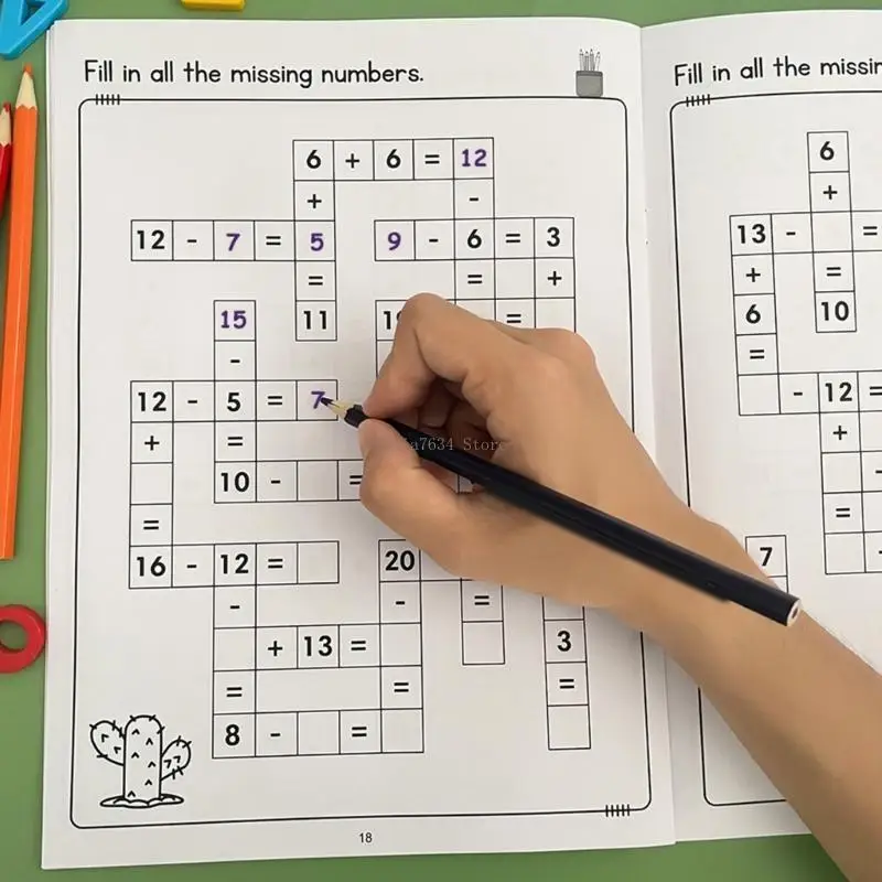  Fraction Operation Exercise Book with 32 Page Coloring Paper for Children Preschooler Creative Learning