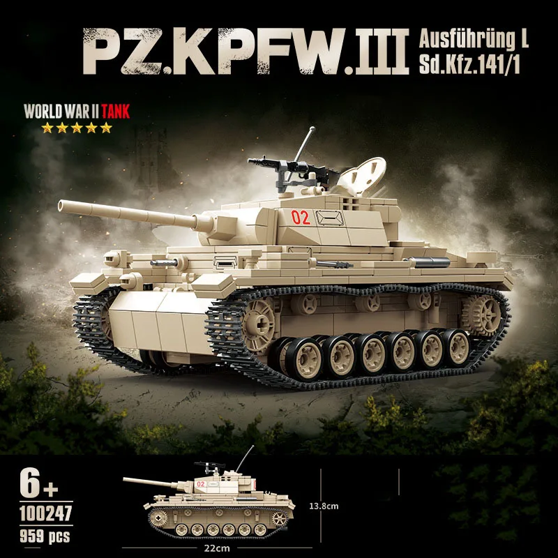 Alemanha tijolo militar guerras mundiais panzerkampfwagen iii ausf l tanque batisbrick bloco de construção veículo ww2 força do exército figuras brinquedos