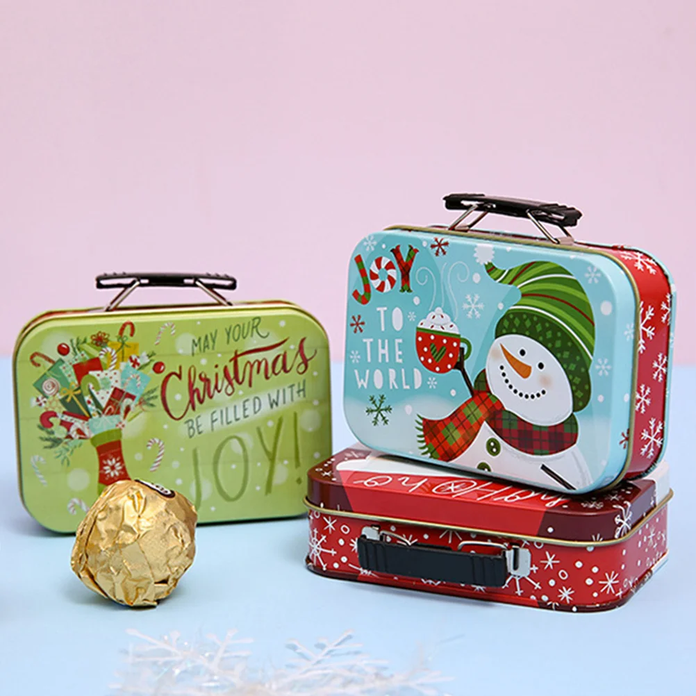 Portable Storage Box Candy Case Gifts for Stocking Stuffers Sealed Boxes Tinplate Christmas Cookie Tins