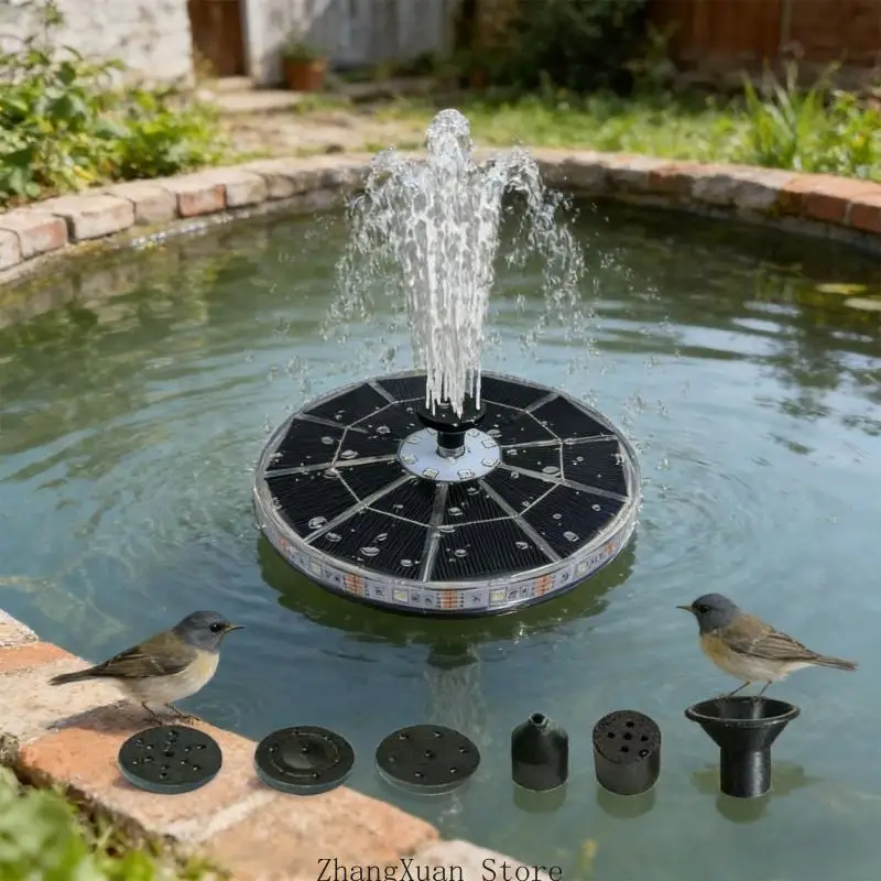 DIY-Solarwasserpumpen für Garten, Teich, Pool, solarbetriebene Springbrunnenpumpen mit 6 Düsen, Gartendekoration, 3 x – Detail 3