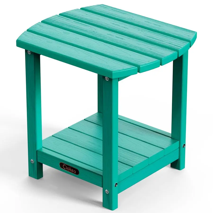 

Adirondack Outdoor Side Table, 2Tier Sturdy Patio End Table Weather Resistant, Morden Side Table for Patio, Pool, Porch, Lake B