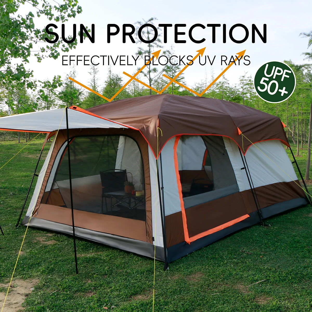 Factory Wholesale Portable Quick-Open Style Camping Tent Two Rooms One Living Room Waterproof Sunscreen Big Outdoor Tent
