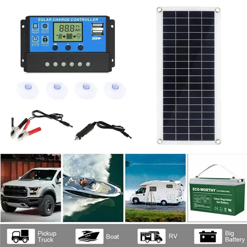 1000W Solar Panel Kit 12V USB charging Solar Cell Board Controller Portable Waterproof Solar Cells for Phone RV Car MP3 PAD