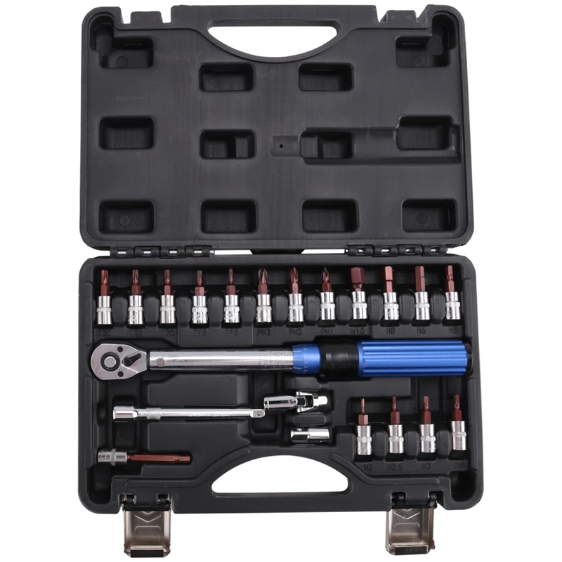 Preset Torque Wrench Set Bike Torque Wrench 1/4Inch Torque 2-25Nm Bicycle Hex Wrench Repair Kit