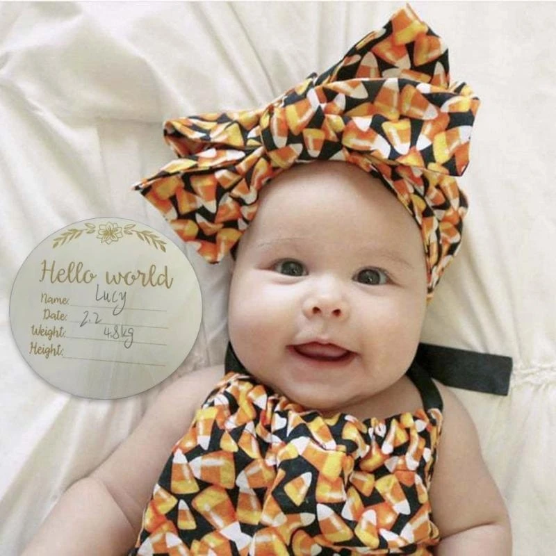 Carte mensili in legno J15U Carte annuncio nascita del bambino con disco circolare con pietra miliare stampate