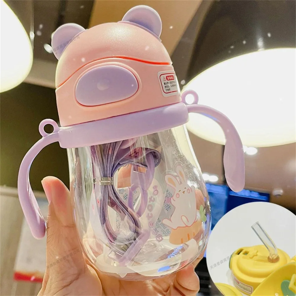 Image 3: 350ml bébé alimentation tasse d'eau potable avec paille Anti-étouffement incassable enfants bouteille d'eau Bebe apprentissage tasses d'eau potable