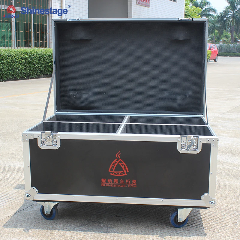 Caja de vuelo de aluminio con carro y ruedas, Hardware de Metal duradero y placa de madera de polietileno, equipo de precisión de transporte