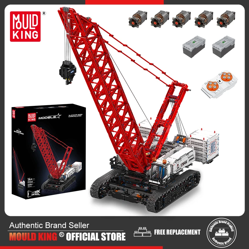 Mould King 17046 Technical Truck Building Block Remote Control Wacker 16000 Crawler Crane Model Brick Toys Kids Christmas Gift