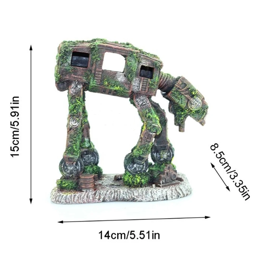 Robot Dog Shape Aquarium Landscape Decoration Simulation Fish Tank Decoration Resin Crafts Environmental Pet