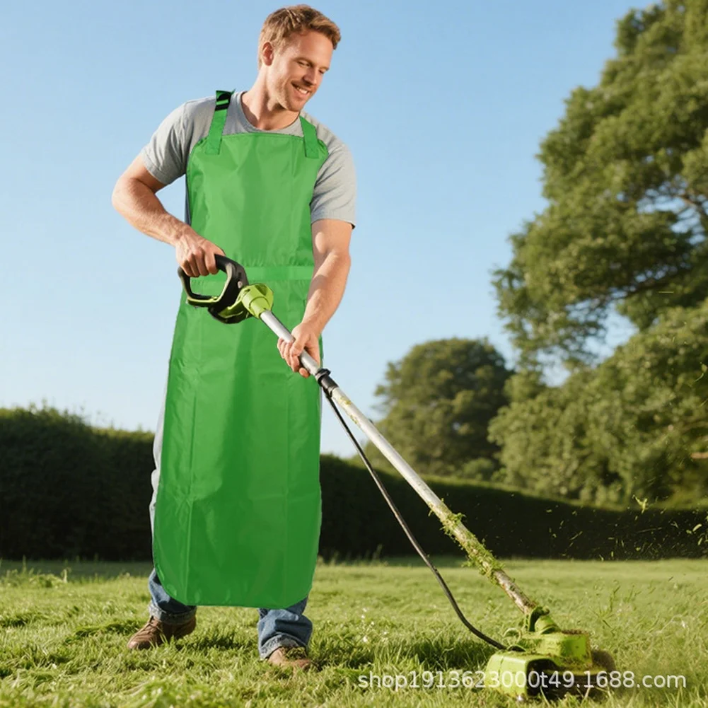 Long-Length Garden Apron Offering Torso and Thigh Protection During Heavy-Duty Yard Work and Ground-Level Planting