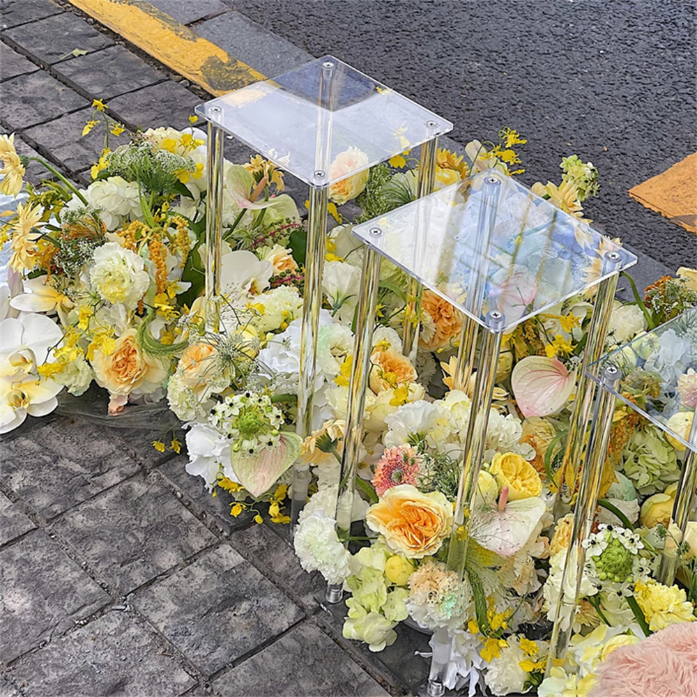 

Transparent Square Acrylic Flower Stand Display Stand Wedding Centerpieces for Tables Birthday Party Decor Acrylic Dessert Table