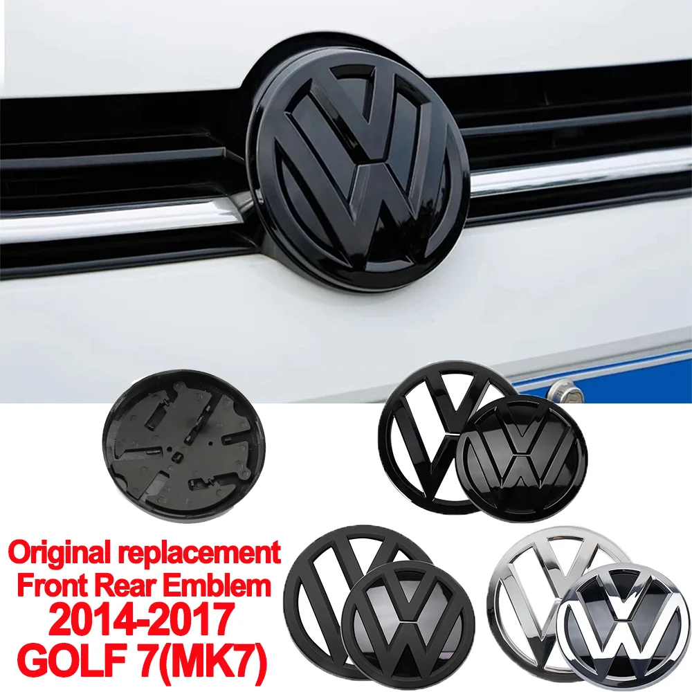 1Set Replace type Car Front Grill/Rear label logo Trunk Emblem Lid Covers Sticker Auto Accessories For VW GOLF 7 MK7 2014-2017