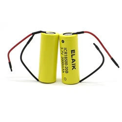 2PCS 3.7V 18500 Rechargeable Battery ICR18500-20B 2000mAh Recarregavel Lithium ion Battery + DIY Line