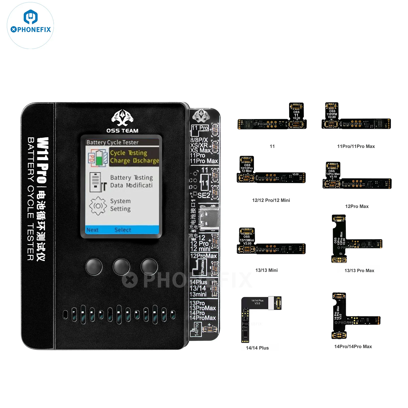 W11 W12 Pro Battery Non Genuine Information Removal Programmer for iPhone 11-15PM 0-100% Battery Health Modify Tag On Flex Cable