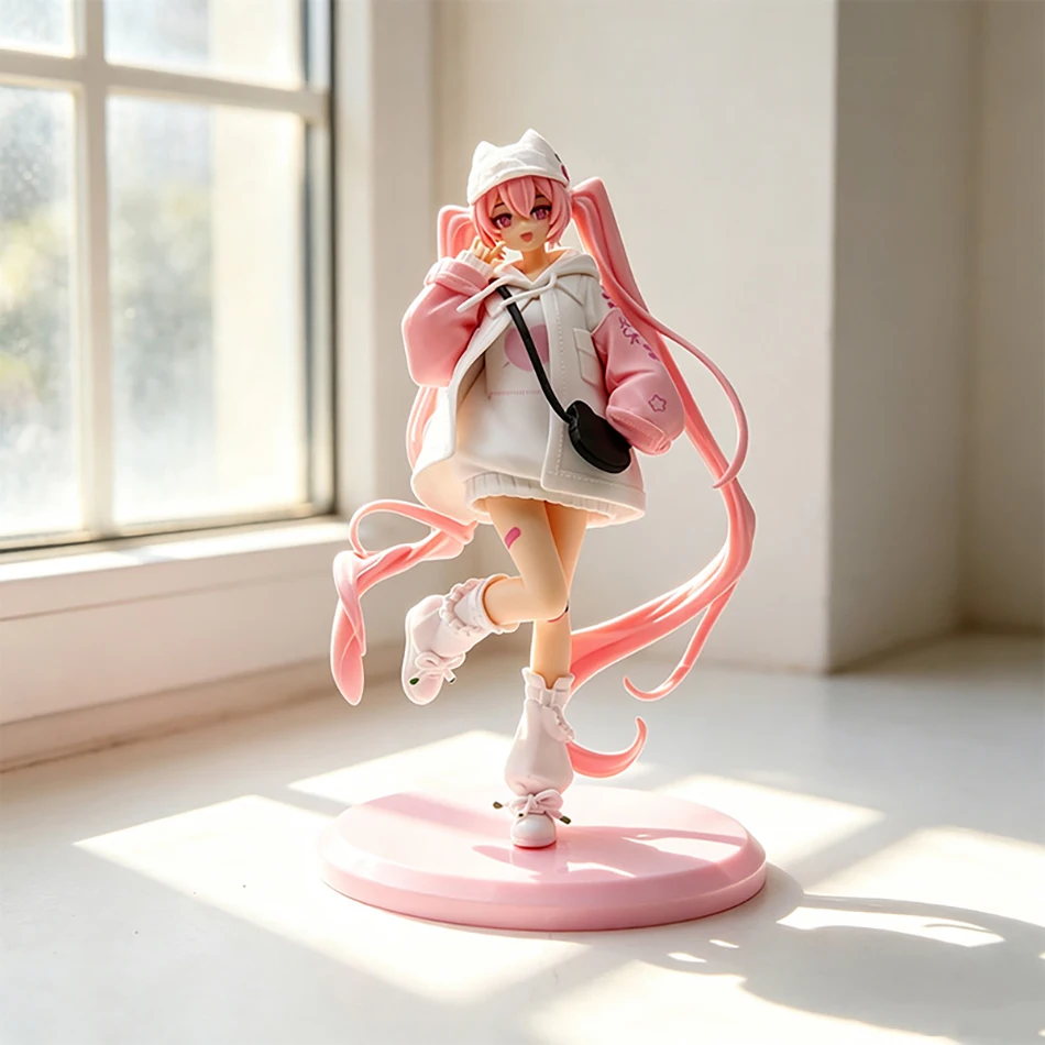 New Hatsune Miku Sakura Cherry Colored Dress Anime Figure Miku PVC Model Kt Statue Collectible Toy Decorative Ornament