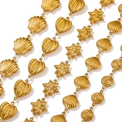 1 M/batch Golden Hollow Pumpkin Scallop Cross Pentacle Heavy Industry Chain for DIY Female Charm Necklace Bracelet Wholesale
