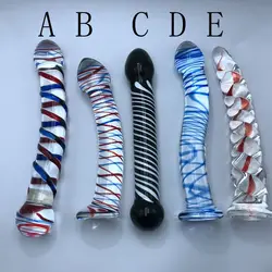 Crystal Glass Dildo Dual Ended Clitoris G-Spot Spiral Glass Massager Fetish Black Blue Colorful Crystal Anal Butt Plug Sex Toys